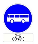 Voie réservée aux véhicules des services réguliers de transport en commun et aux cycles.