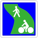 Voie verte. Voie réservée à la circulation des piétons et des véhicules non motorisés.